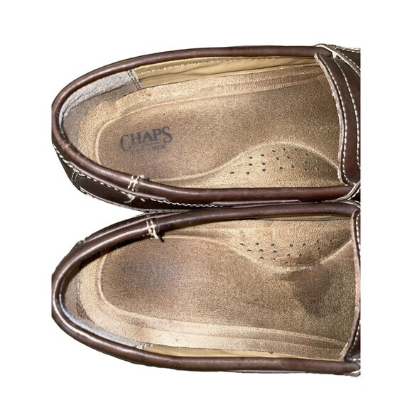 Chaps Men’s Loafers 10.5M Brown Leather Tassel Slip On Dress Shoes 96-26098 - Picture 6 of 16